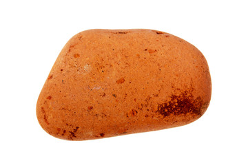 Pebble from beach against a white background