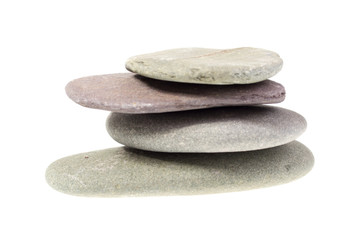 Pebble from beach against a white background