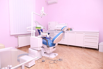 Interior of dental room in modern clinic