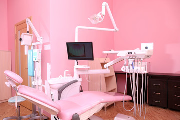 Interior of dental room in modern clinic