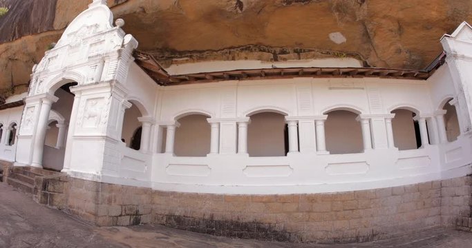 Amazing architecture details of Sri Lanka Dambulla Buddhist cave temple exterior