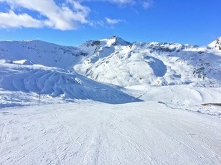 Empty ski slope in mountains