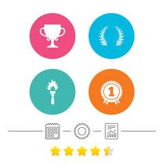 First place award cup icons. Prize for winner.