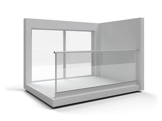 Aluminum frameless glass balustrade isolated. 3d rendering