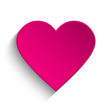 Pink heart on white background
