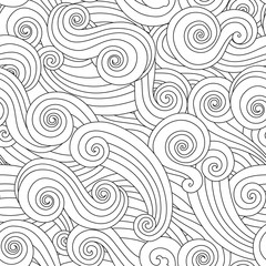 Sea curly wave seamless pattern isolated on white background.