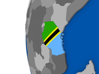 Tanzania on globe