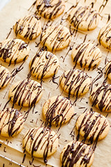 Homemade cookies with a dark chocolate drizzle