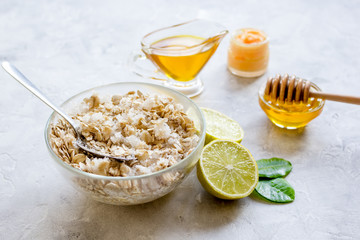 organic citrus scrub homemade on gray background