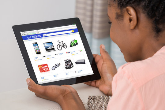 Woman Shopping Online On Digital Tablet