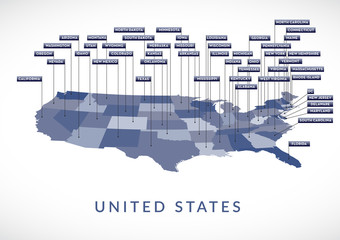 Obraz premium 3S USA State vector map