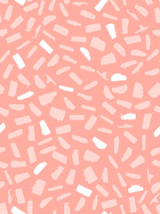 Seamless pattern in white, pink with a rectangular shape. Ink and pen. Hand drawn. Vector illustration.