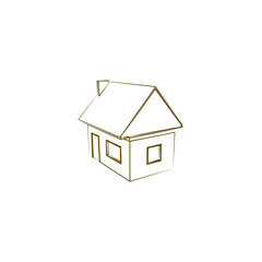 Flat paper cut style icon of house model