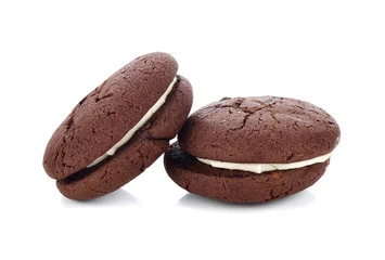 Stoff pro Meter Chocolate whoopie pie on white background © nipaporn