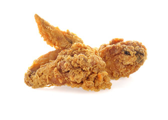 Fried chicken on white background