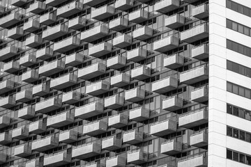 Chicago Condominium building with a repeating pattern of balconies