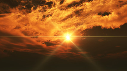 sunset clouds ray sun