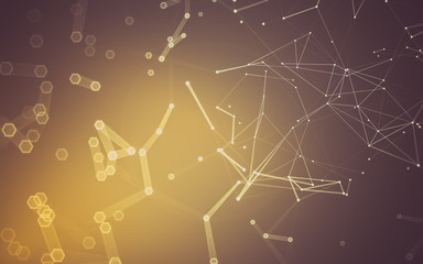 Abstract polygonal space low poly dark background, 3d rendering