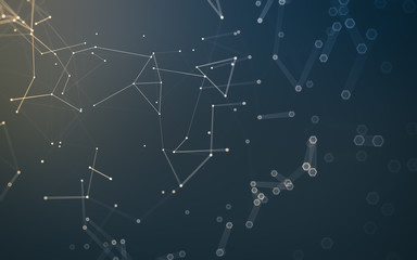 Abstract polygonal space low poly dark background, 3d rendering