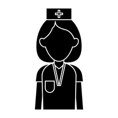 silhouette professional nurse hat uniform medical vector illustration eps 10