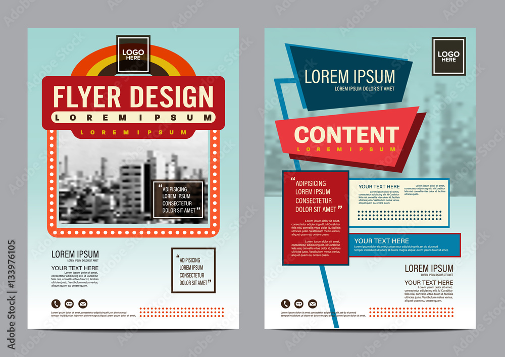 Wall mural modern retro brochure layout design template. annual report flyer leaflet cover presentation backgro