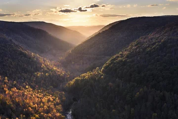 Deurstickers Sun Lighting Mountains in Fall Colors © junej