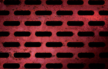 Steel floor room with a red background.