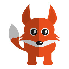 cute fox animal cartoon icon over white background. colorful design. vector illustration