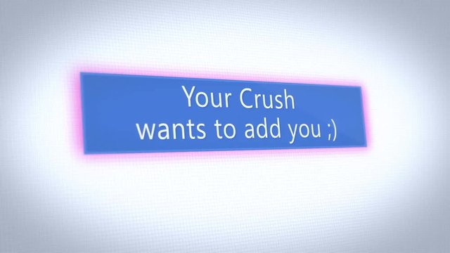 A fictional social media pop up notification of your crush trying to add you