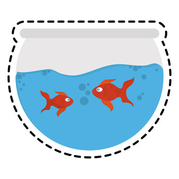 Fishbowl Cartoon Icon Over White Background. Colorful Design. Vector Illustration