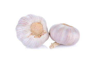 fresh whole garlic bulb on a white background