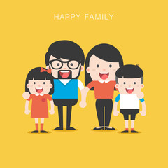 Fototapeta premium Portrait of four member happy stylish family posing together.