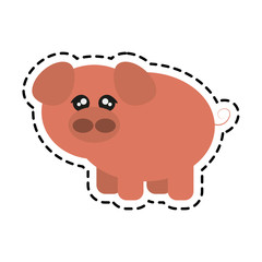 cute pig animal cartoon icon over white background. colorful design. vector illustration