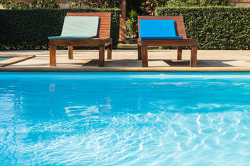 Beautiful luxury outdoor swimming pool.
