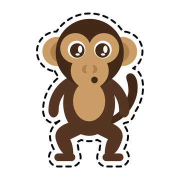 cute monkey animal cartoon icon over white background. colorful design. vector illustration