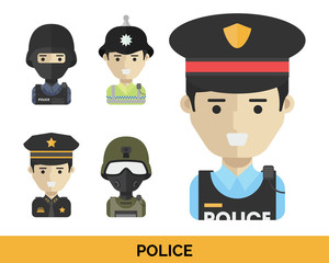 Modern Occupation People Avatar Set - Police Uniform Set 2