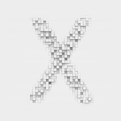 Rendering large letter X made up of white square uneven tiles
