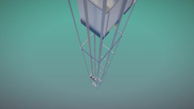 3D counterweight of the lift elevator lifting, 4K. Ultra HD 