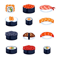 Sushi food vector illustration.