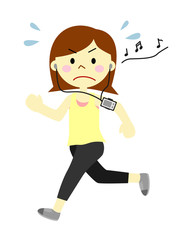 音楽を聴きながら走る女性