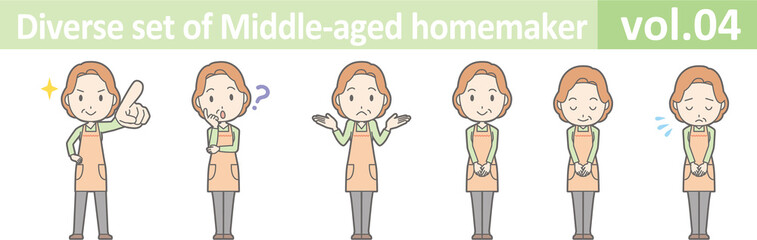 Diverse set of middle-aged homemaker, EPS10 vol.04
