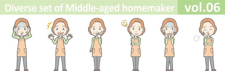 Diverse set of middle-aged homemaker, EPS10 vol.06
