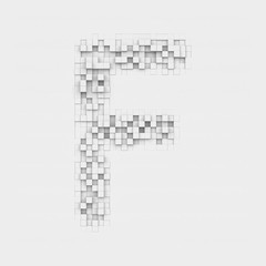 Rendering large letter F made up of white square uneven tiles