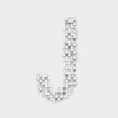 Rendering large letter J made up of white square uneven tiles