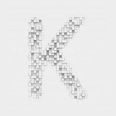Rendering large letter K made up of white square uneven tiles