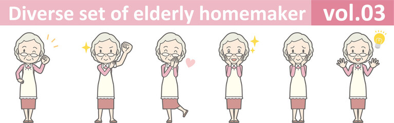 Diverse set of elderly homemaker, EPS10 vol.03