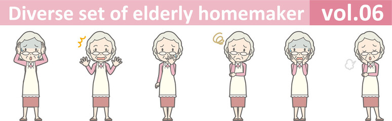 Diverse set of elderly homemaker, EPS10 vol.06