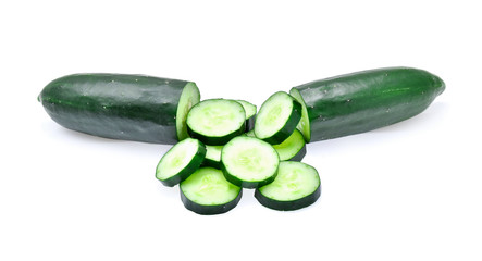 Slice of cucumber isolated on white background