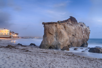 Long Exposure of the surf at sunset El Matador Beach