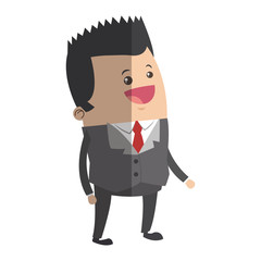 happy businessman cartoon icon over white background. colorful design. vector illustration